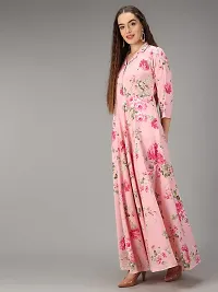 Togzz Women Floral Printed Stylish Maxi Dress Pink-thumb4