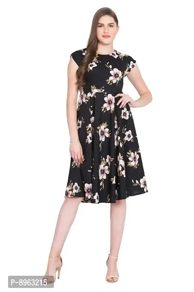 RUDRAKRITI Women Crepe Black Knee Length Dress