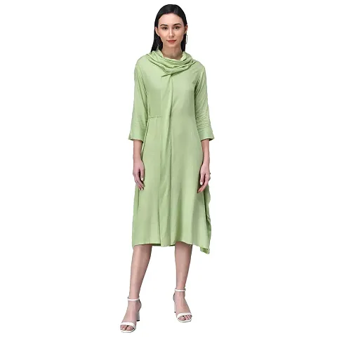 RUDRAKRITI Women Cowl Neck Dress sea