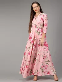 Togzz Women Floral Printed Stylish Maxi Dress Pink-thumb1