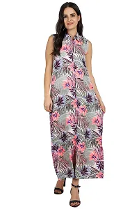 RUDRAKRITI Women Crepe fit and flary Maxi Dress-thumb1