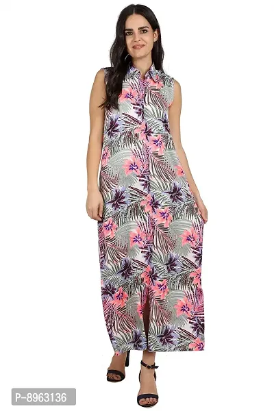 RUDRAKRITI Women Crepe fit and flary Maxi Dress-thumb2