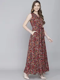 Rudraaksha Women Stylish Crepe Printed Maxi Dress(Multi_2XL)-thumb4