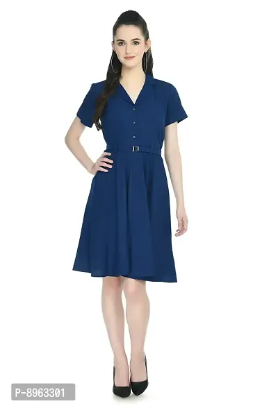 TOGZZ Women's Knee Length Dress (Royal Blue M)-thumb0