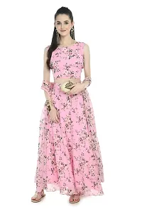 Rudrakriti women pink printed Crop Top  Skirt with duptta set-thumb1