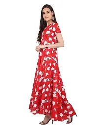 RUDRAKRITI Women Crepe fit and flary Maxi Dress-thumb1