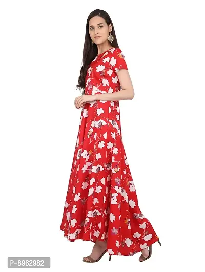 RUDRAKRITI Women Crepe fit and flary Maxi Dress-thumb2