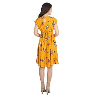 Rudraaksha Women's A-Line Knee Length Dress (Yellow)-thumb2