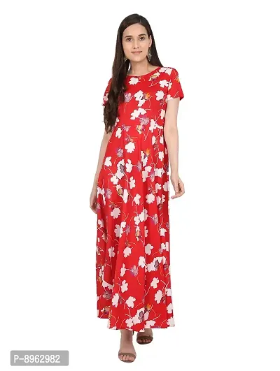 RUDRAKRITI Women Crepe fit and flary Maxi Dress