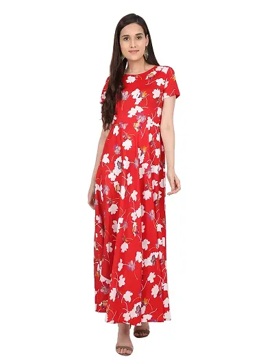 RUDRAKRITI Women Crepe fit and flary Maxi Dress