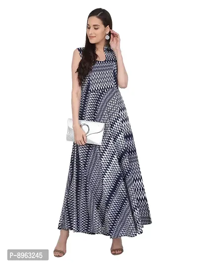 RUDRAKRITI Women Crepe fit and flary Maxi Dress-thumb2