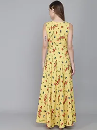 Rudraaksha Women Stylish Crepe Printed Maxi Dress(Yellow_2XL)-thumb2