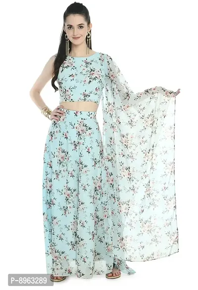 Rudrakriti women printed Crop Top  Skirt with duptta set