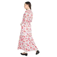 RUDRAKRITI Women's Cotton Pink Floral Printed Maxi Dress-thumb1