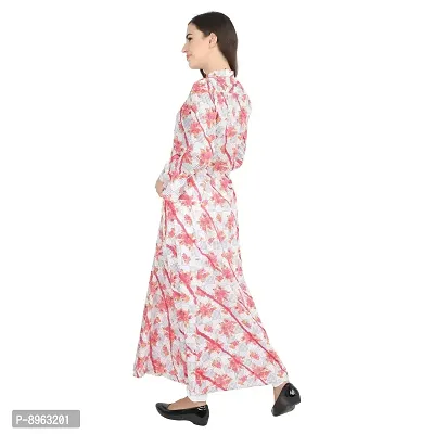 RUDRAKRITI Women's Cotton Pink Floral Printed Maxi Dress-thumb2