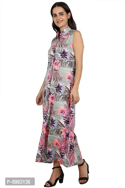 RUDRAKRITI Women Crepe fit and flary Maxi Dress-thumb4