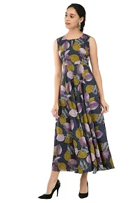 RUDRAKRITI Women's Crepe Printed Maxi Dress (Free Mask, Multicolour, Medium)-thumb3