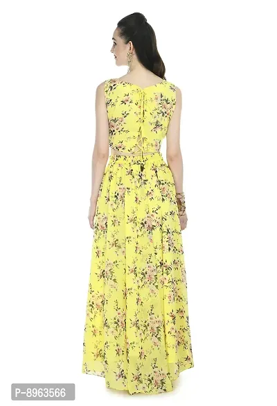 Rudrakriti women lemon yellow printed Crop Top  Skirt with duptta set-thumb3