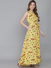 Rudraaksha Women Stylish Crepe Printed Maxi Dress(Yellow_2XL)-thumb4