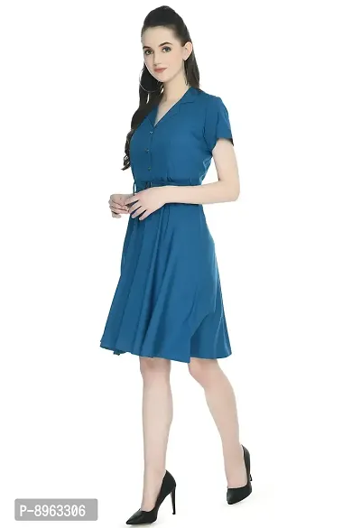 TOGZZ Women's Knee Length Dress (Blue M)-thumb4