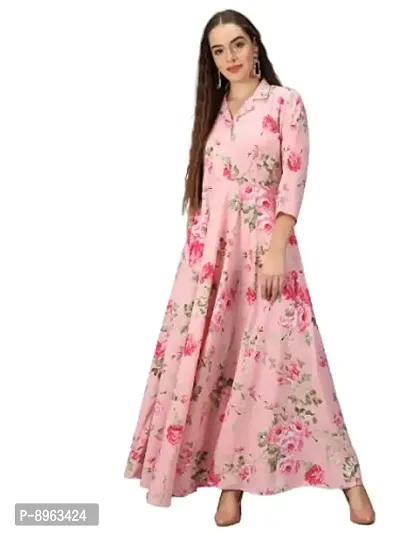 Togzz Women Floral Printed Stylish Maxi Dress Pink