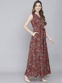 Rudraaksha Women Stylish Crepe Printed Maxi Dress(Multi_S)-thumb4