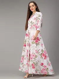 Togzz Women Floral Printed Stylish Maxi Dress White-thumb4