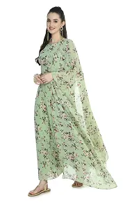 Rudrakriti women light green printed Crop Top  Skirt with duptta set-thumb3