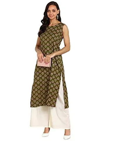 RUDRAKRITI Women's Side Slit Calf Length Kurti