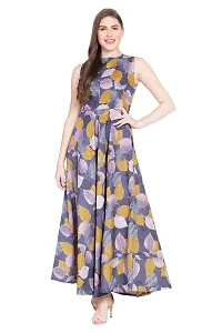 RUDRAKRITI Women Crepe fit and flary Maxi Dress-thumb1