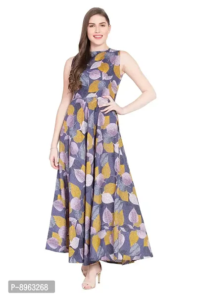 RUDRAKRITI Women Crepe fit and flary Maxi Dress-thumb2