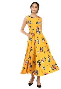 RUDRAKRITI Women's Crepe Printed Maxi Dress (Free Mask) ()-thumb1