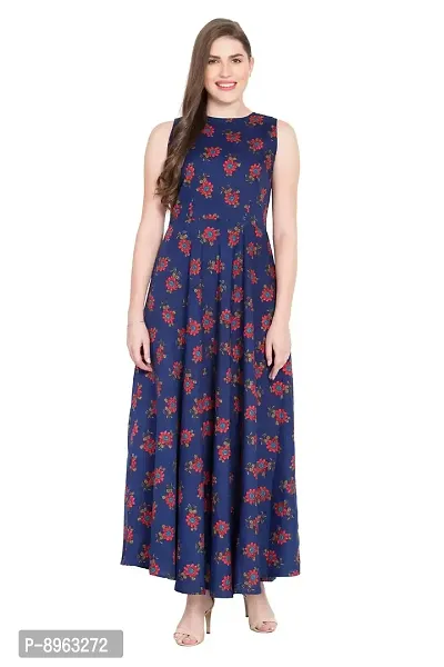 RUDRAKRITI Women's Maxi Dress (RDDRPBLU_L_Multicoloured_Large)