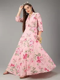 Togzz Women Floral Printed Stylish Maxi Dress Pink-thumb2