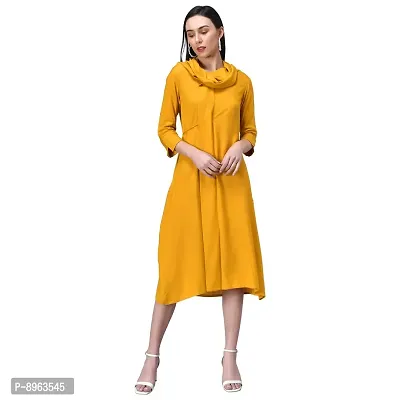 RUDRAKRITI Women Cowl Neck Dress Yellow-thumb2