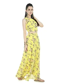 Rudrakriti women lemon yellow printed Crop Top  Skirt with duptta set-thumb4