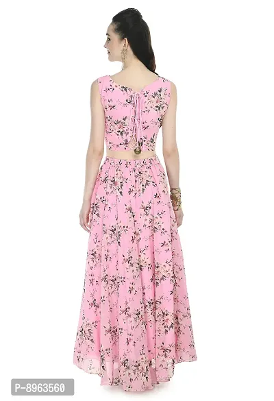 Rudrakriti women pink printed Crop Top  Skirt with duptta set-thumb3