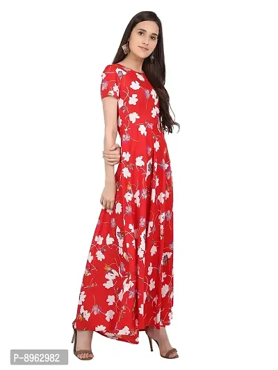 RUDRAKRITI Women Crepe fit and flary Maxi Dress-thumb3