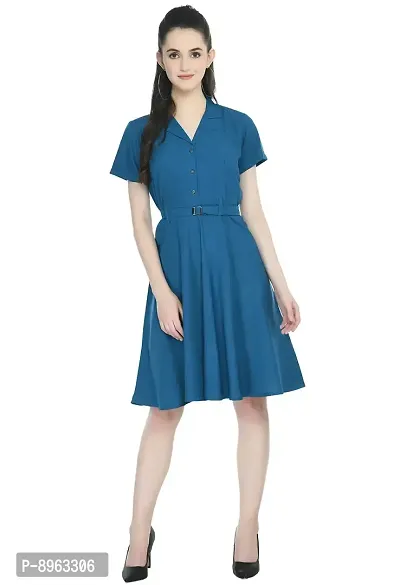 TOGZZ Women's Knee Length Dress (Blue M)