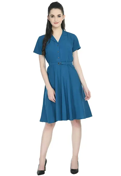 TOGZZ Women's Knee Length Dress (Blue M)