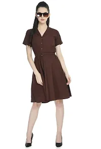 TOGZZ Women's Knee Length Dress (Brown S)-thumb1