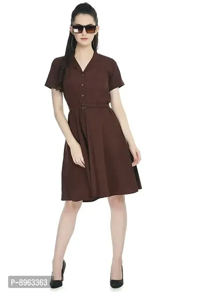 TOGZZ Women's Knee Length Dress (Brown S)-thumb2