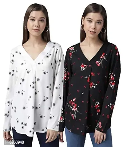 RUDRAKRITI Women Crepe Printed top (Pack of 2)