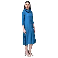 RUDRAKRITI Women Cowl Neck Dress Royal Blue-thumb3