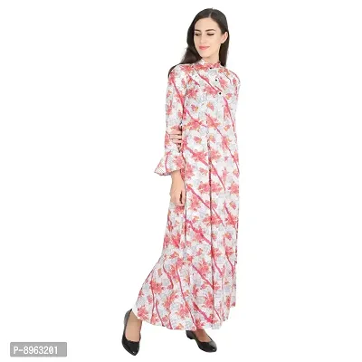 RUDRAKRITI Women's Cotton Pink Floral Printed Maxi Dress-thumb4