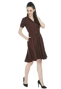 TOGZZ Women's Knee Length Dress (Brown S)-thumb4