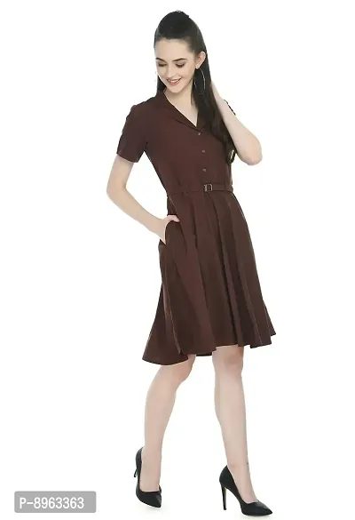 TOGZZ Women's Knee Length Dress (Brown S)-thumb5