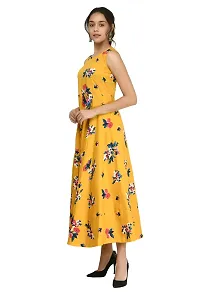 RUDRAKRITI Women's Crepe Printed Maxi Dress (Free Mask) ()-thumb3