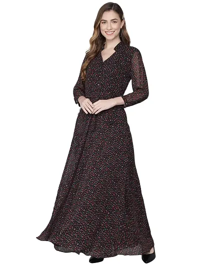 Rudraaksha Women Stylish Georgette Maxi Dress