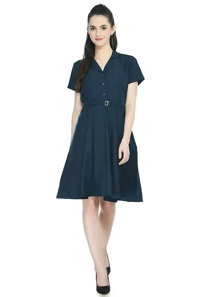 TOGZZ Women's Knee Length Dress (Blue M)